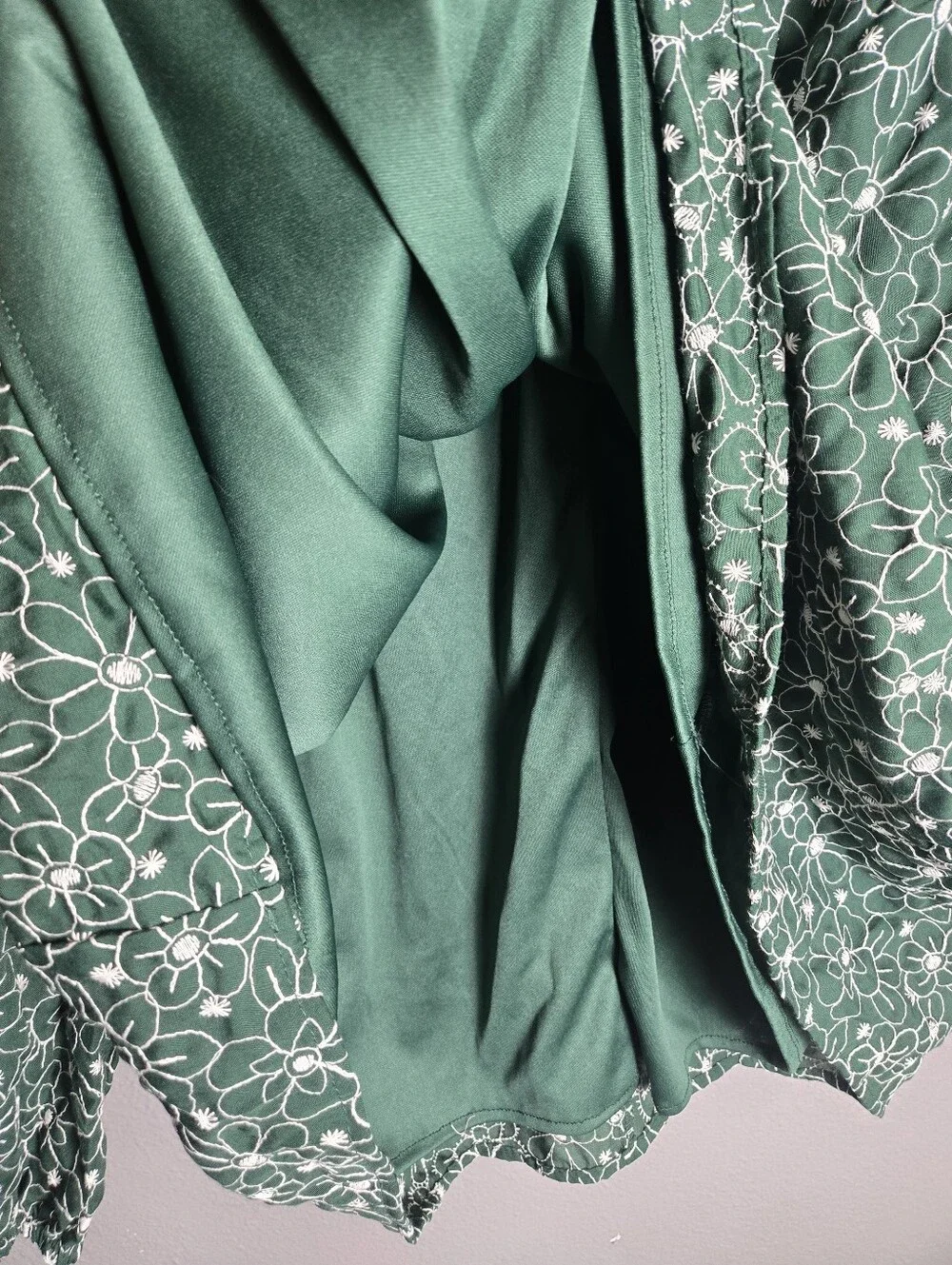 Hayden Los Angeles Green Floral Eyelet Boho Ruffle Sleeve Size 1X